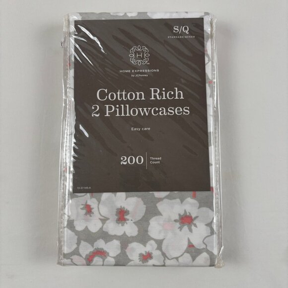JCPenney Home Expressions 2 S/Q Pillowcases Floral 200 Thread Count - Picture 1 of 7